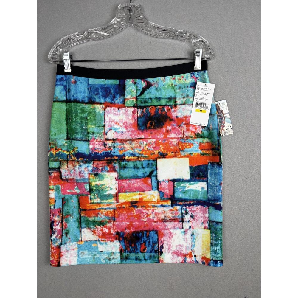 Karen Kane Art and Soul Pencil Skirt Womens Medium Multicolor Print Made USA